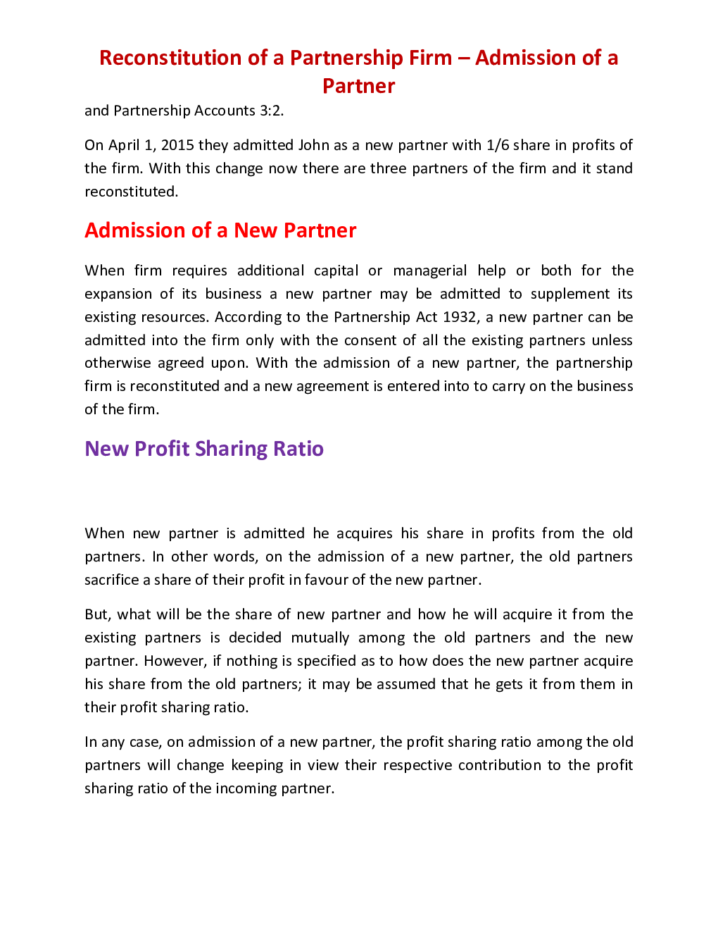 CBSE Class 12 Accountany Revision Notes Reconstitution Of A Partnership Firm – Admission Of A Partner - Page 3