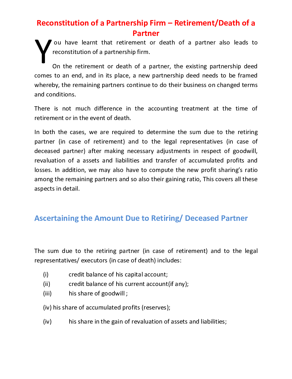 CBSE Class 12 Accountany Revision Notes Reconstitution Of A Partnership Firm Retirement Death Of A Partner - Page 2