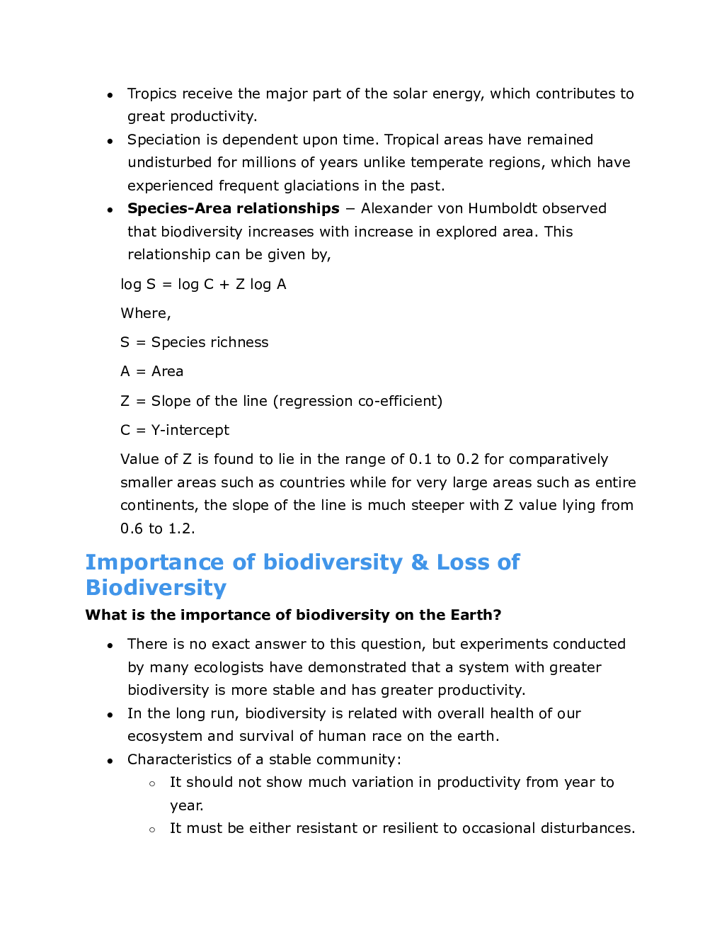 CBSE Class 12 Biology Revision Notes Biodiversity And Conservation - Page 3