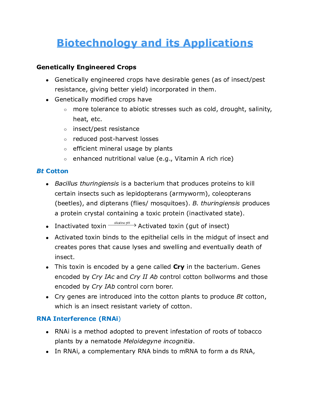 CBSE Class 12 Biology Revision Notes Biotechnology And Its Applications - Page 2