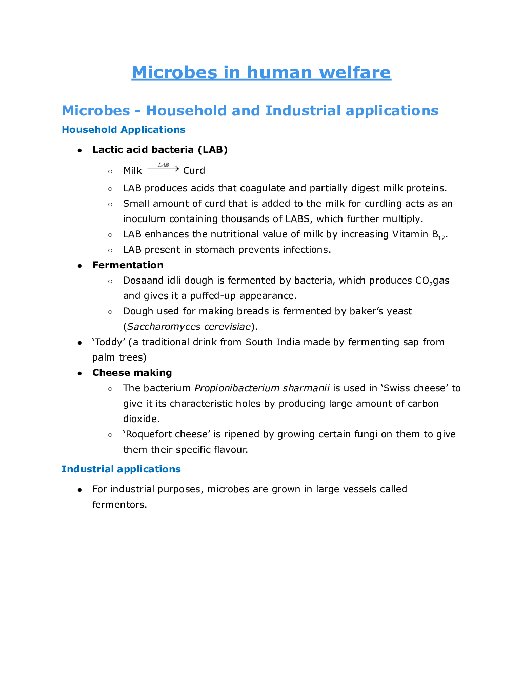CBSE Class 12 Biology Revision Notes Microbes In Human Welfare - Page 2