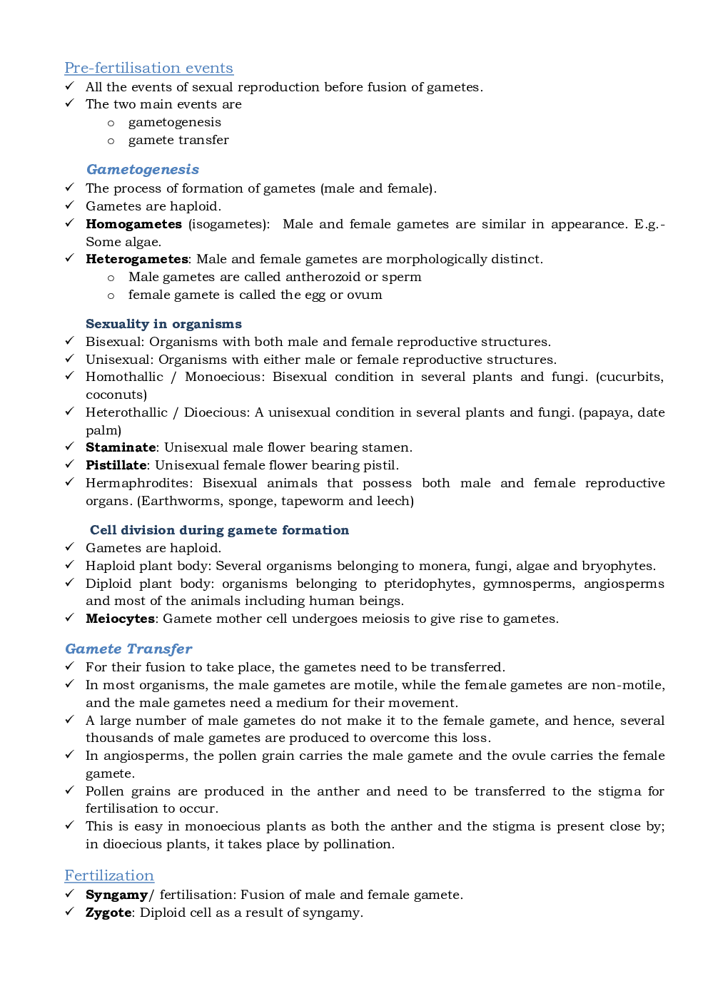 CBSE Class 12 Biology Revision Notes Reproduction In Organisms - Page 4