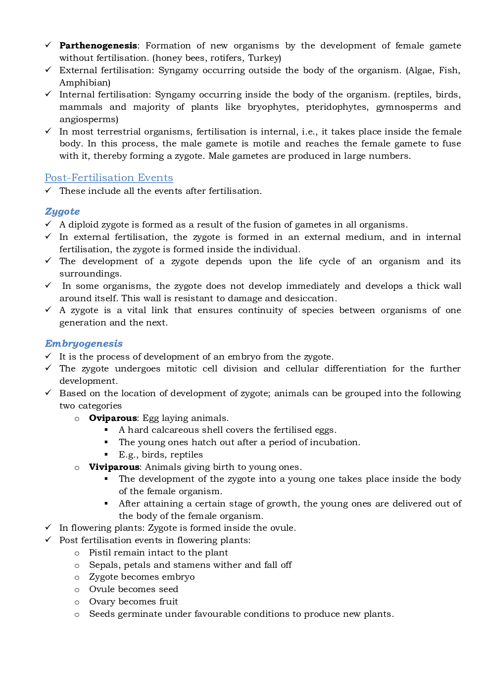 CBSE Class 12 Biology Revision Notes Reproduction In Organisms - Page 5