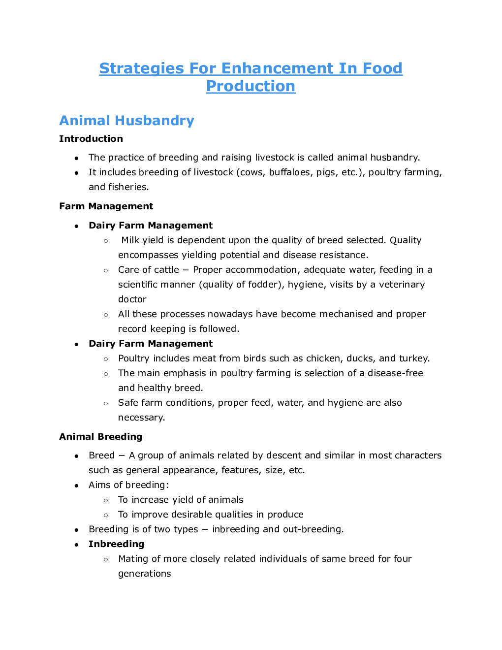 CBSE Class 12 Biology Revision Notes Strategies For Enhancement In Food Production - Page 2