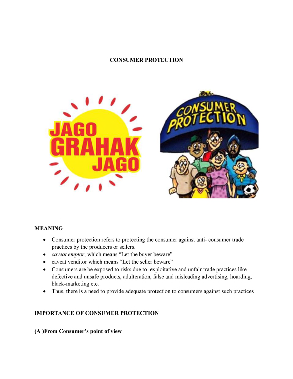 CBSE Class  12 Business Studies Revision Notes Consumer Protection - Page 2