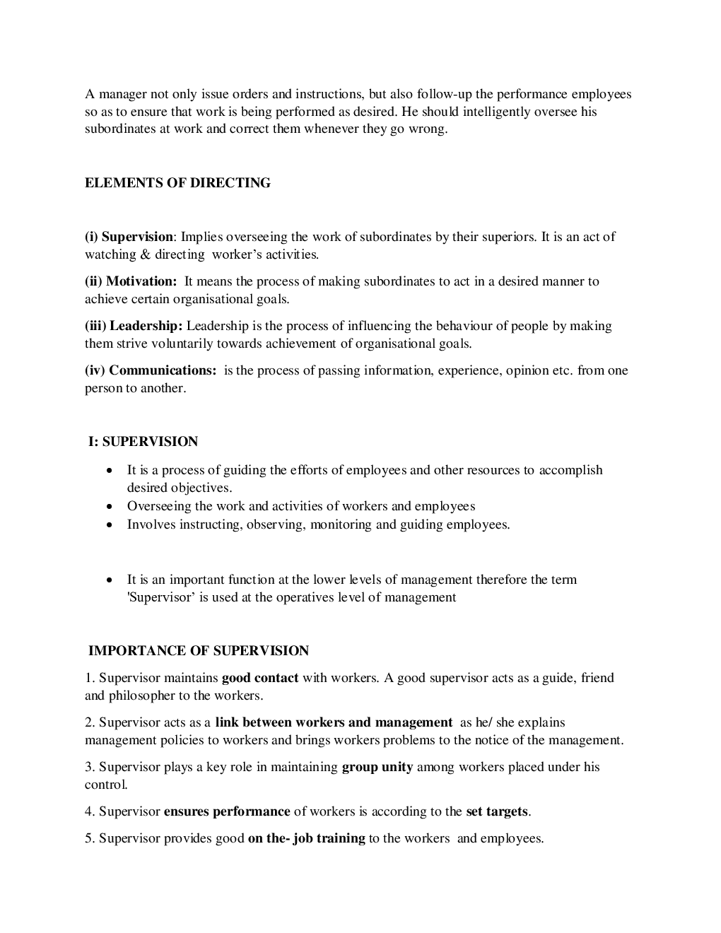 CBSE Class  12 Business Studies Revision Notes Directing - Page 5