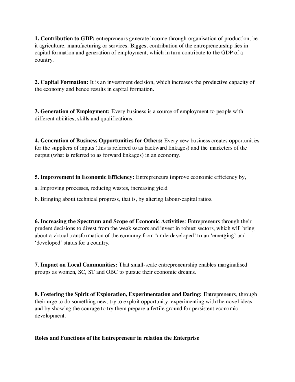 CBSE Class  12 Business Studies Revision Notes Entrepreneurship Development - Page 5