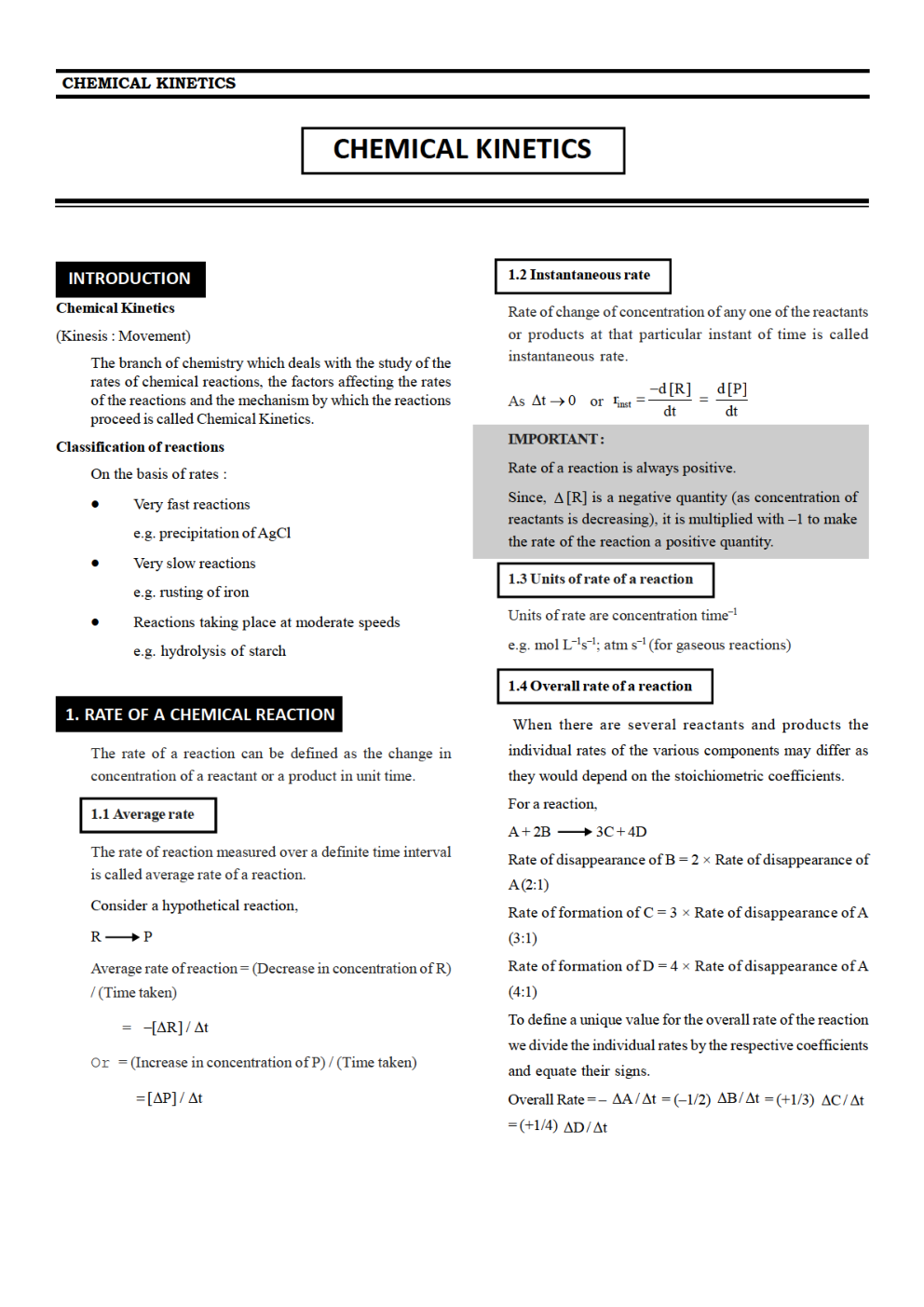 CBSE Class 12 Chemistry Revision Notes Chemical Kinetics - Page 2