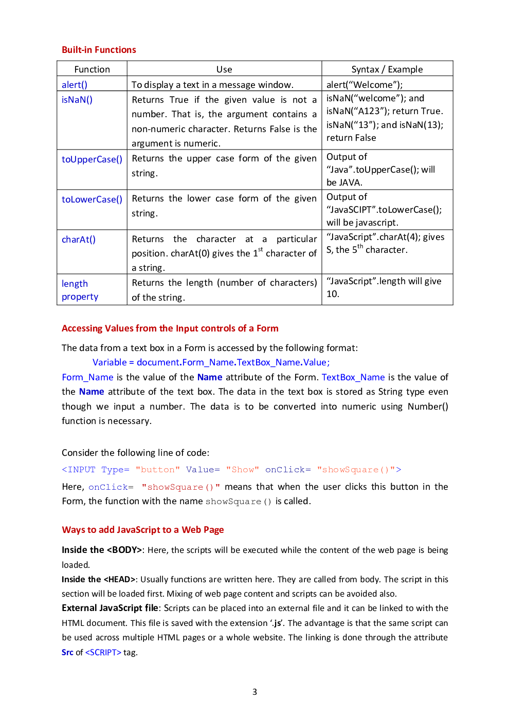 CBSE Class 12 Computer Science Revision Notes Client Side Scripting Using Java Script - Page 4
