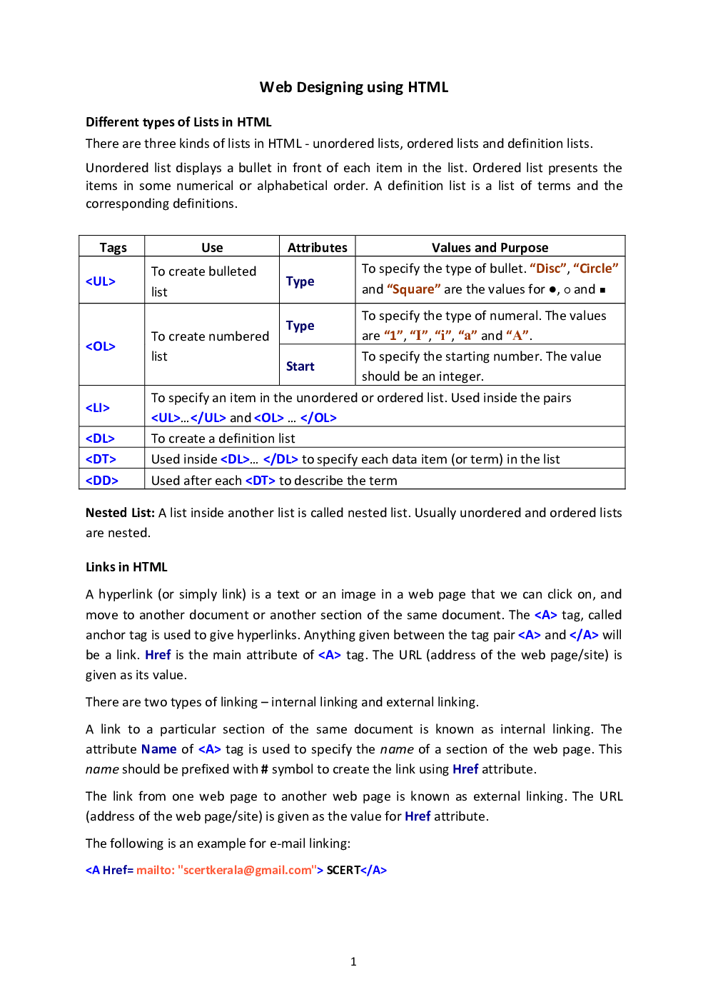 CBSE Class 12 Computer Science Revision Notes Web Designing Using HTML - Page 2