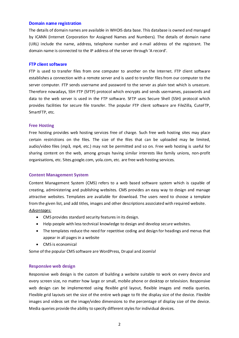 CBSE Class 12 Computer Science Revision Notes Web Hosting - Page 3