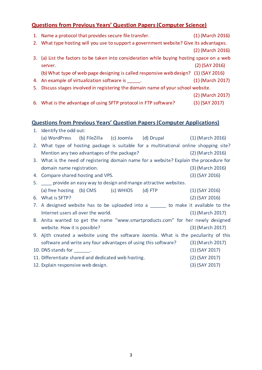 CBSE Class 12 Computer Science Revision Notes Web Hosting - Page 4