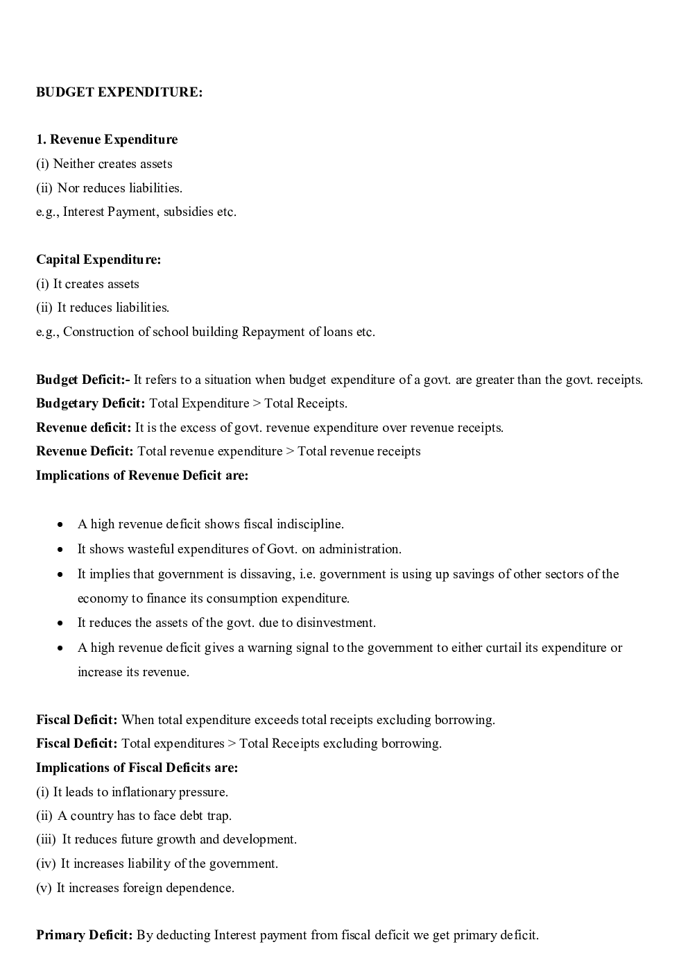 CBSE Class 12 Economics Revision Notes Government Budget And The Economy - Page 4