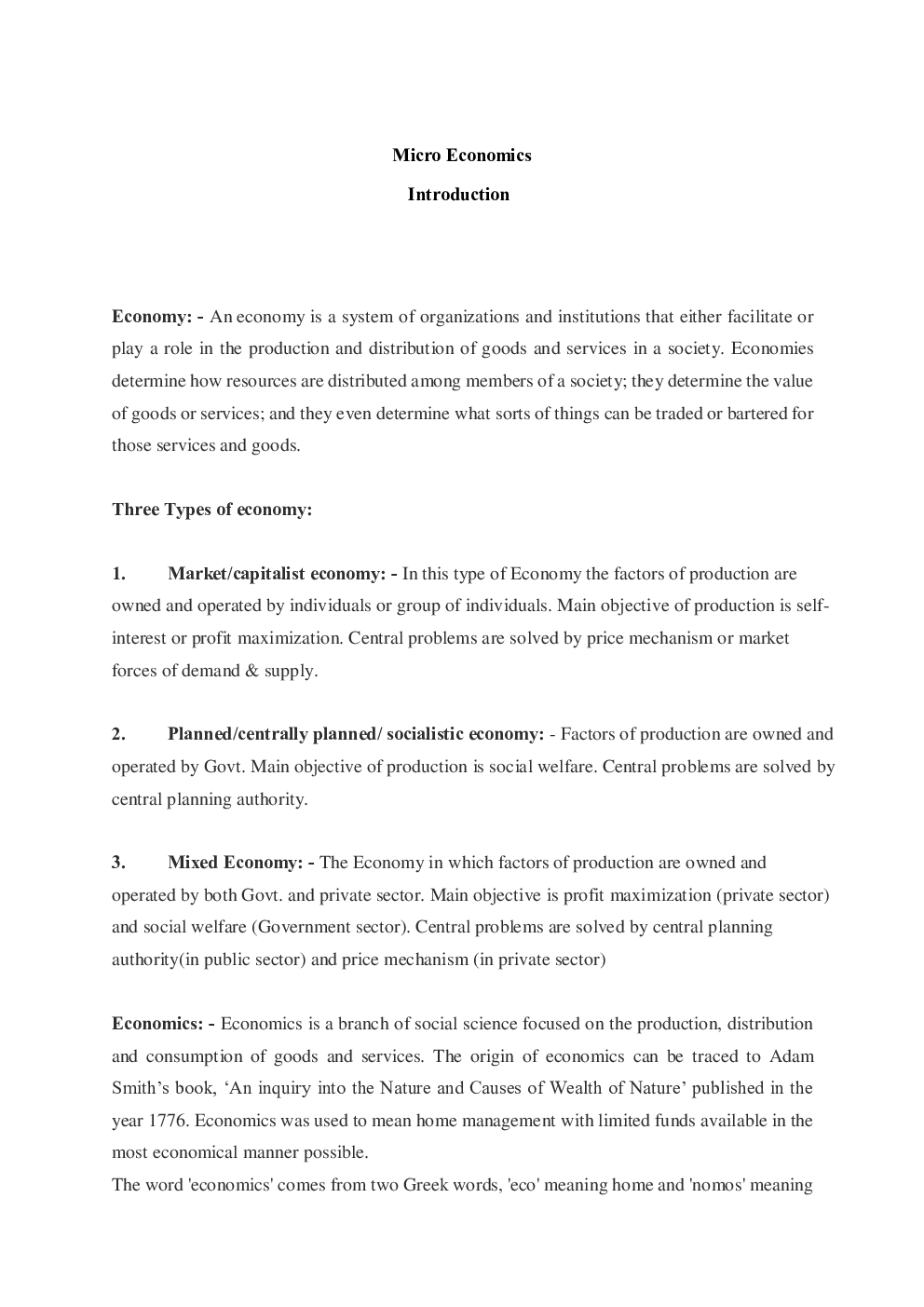 CBSE Class 12 Economics Revision Notes Introduction To Micro Economics - Page 2