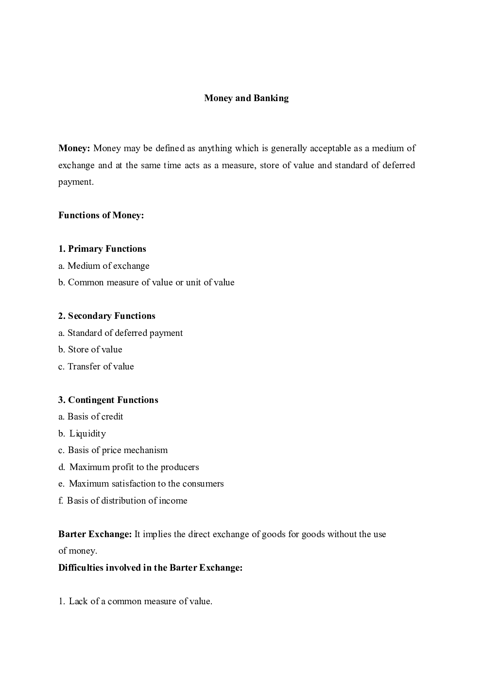 CBSE Class 12 Economics Revision Notes Money And Banking - Page 2