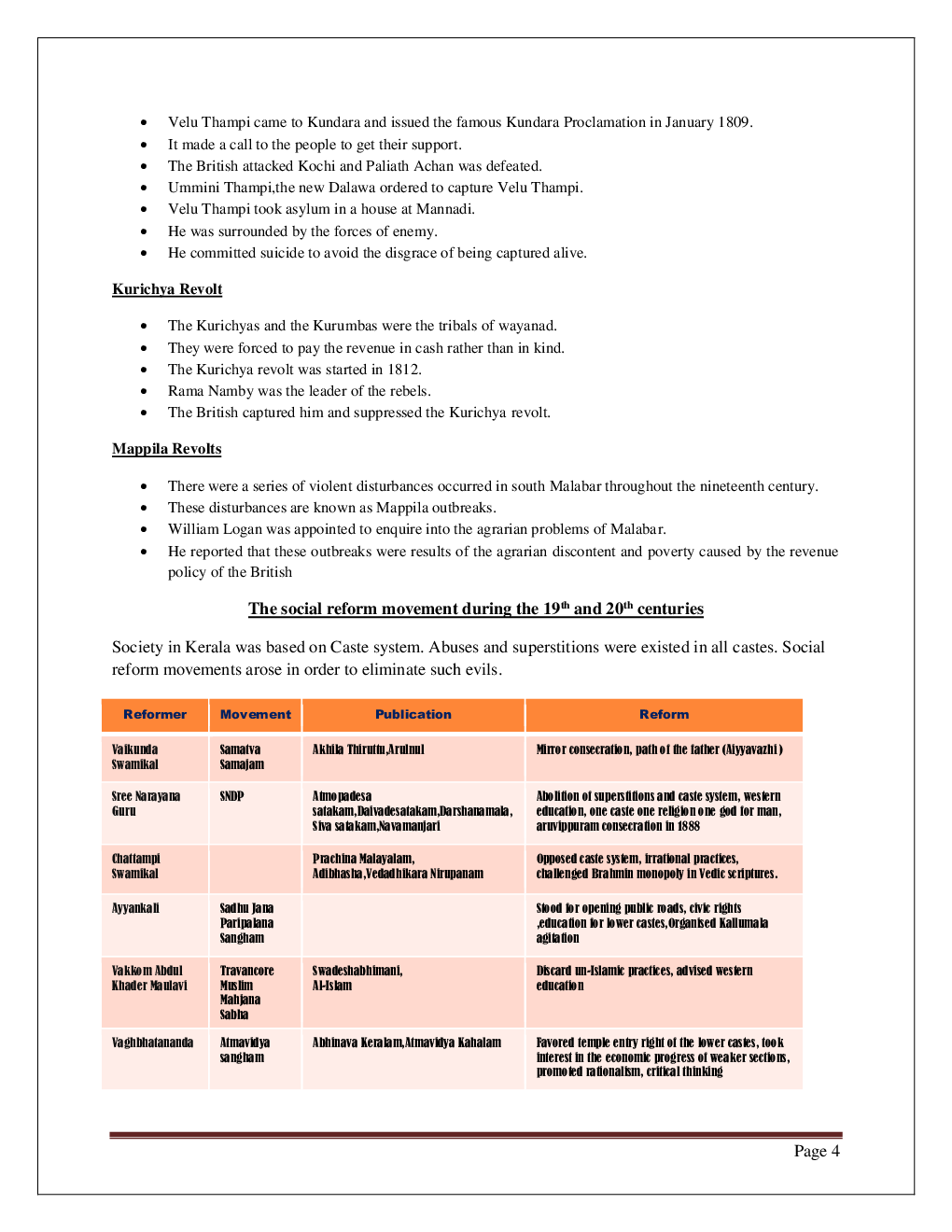 Download CBSE Class 12 History Revision Notes Kerala Towards Modernity