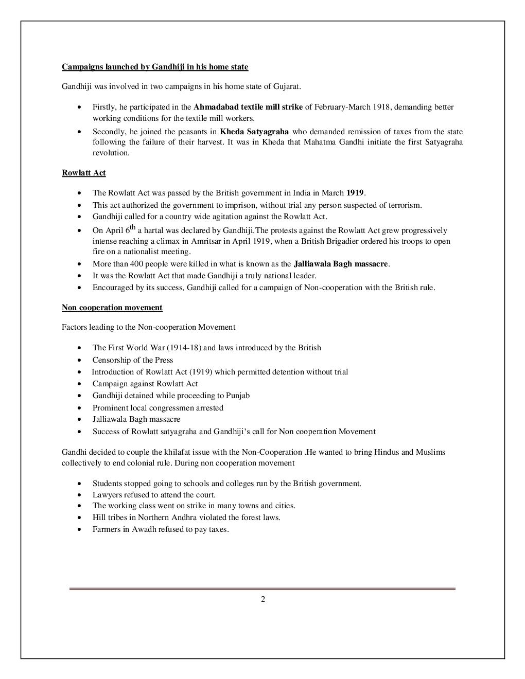 CBSE Class 12 History Revision Notes Mahatma Gandhi And The Nationalist Movement - Page 3