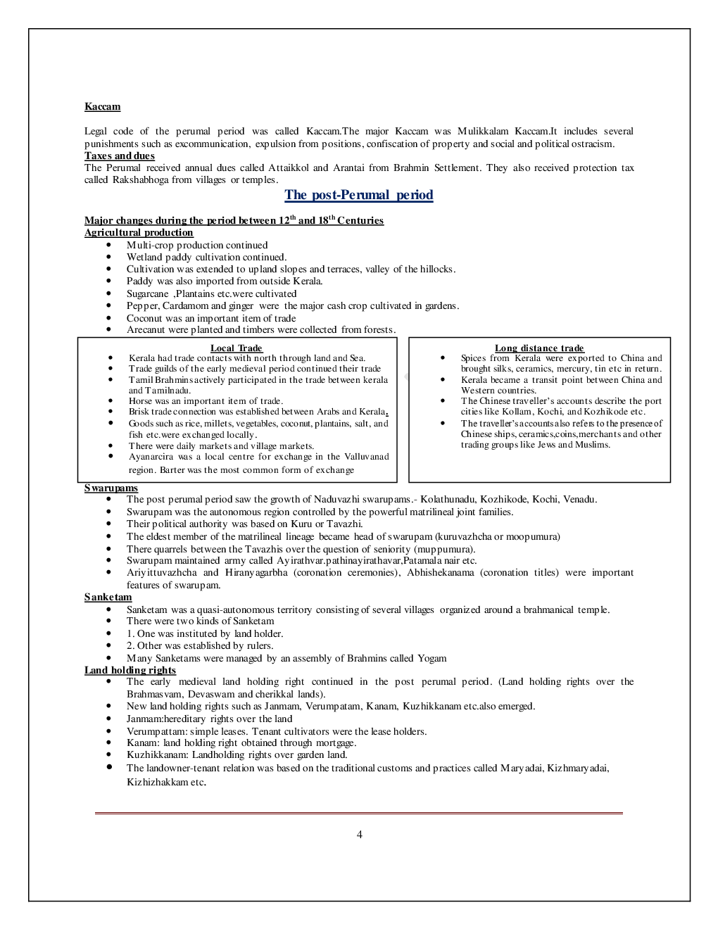 CBSE Class 12 History Revision Notes Pre-Modern Kerala: Economy, Society And Polity - Page 5