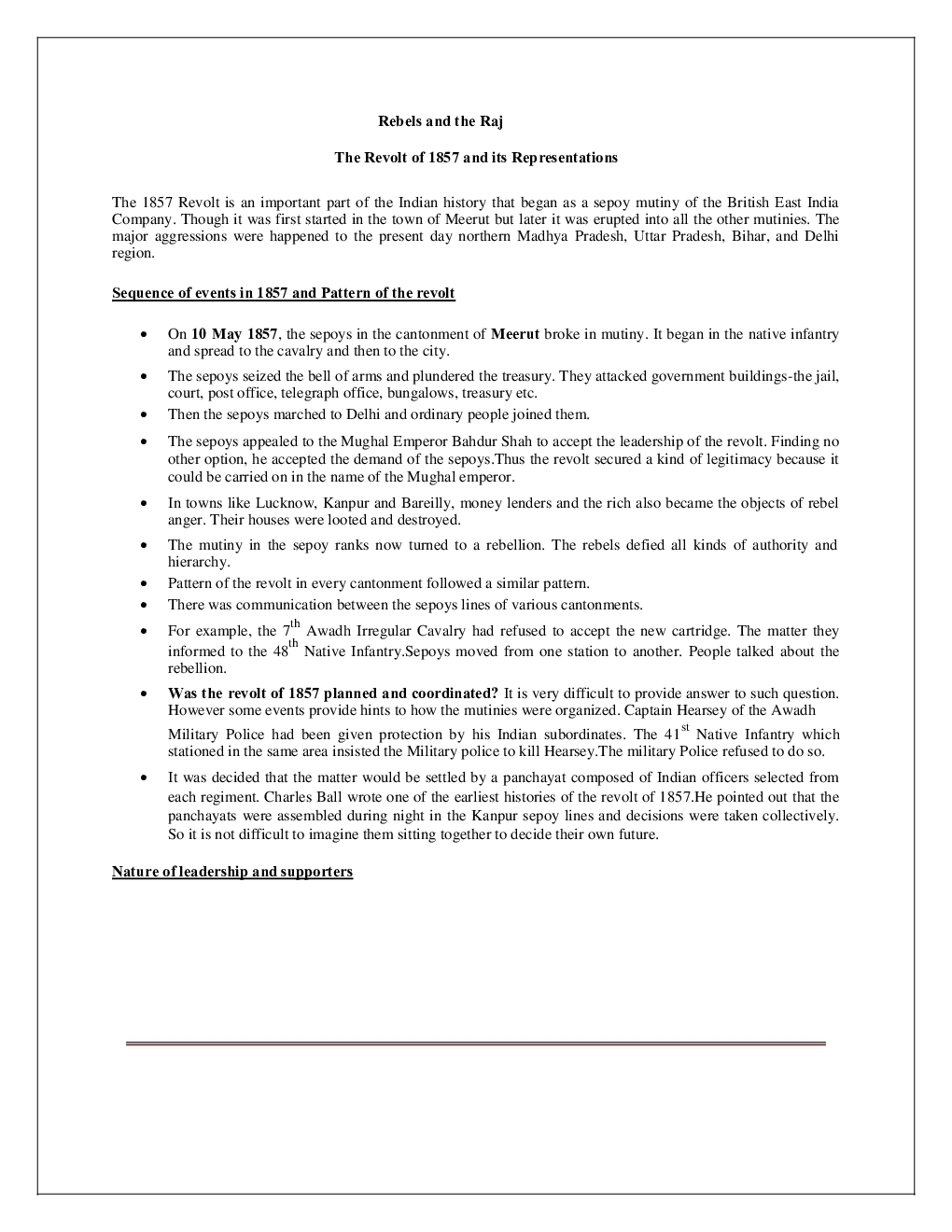 CBSE Class 12 History Revision Notes Rebels And The Raj - Page 2