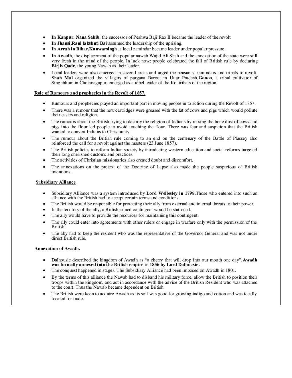 CBSE Class 12 History Revision Notes Rebels And The Raj - Page 3