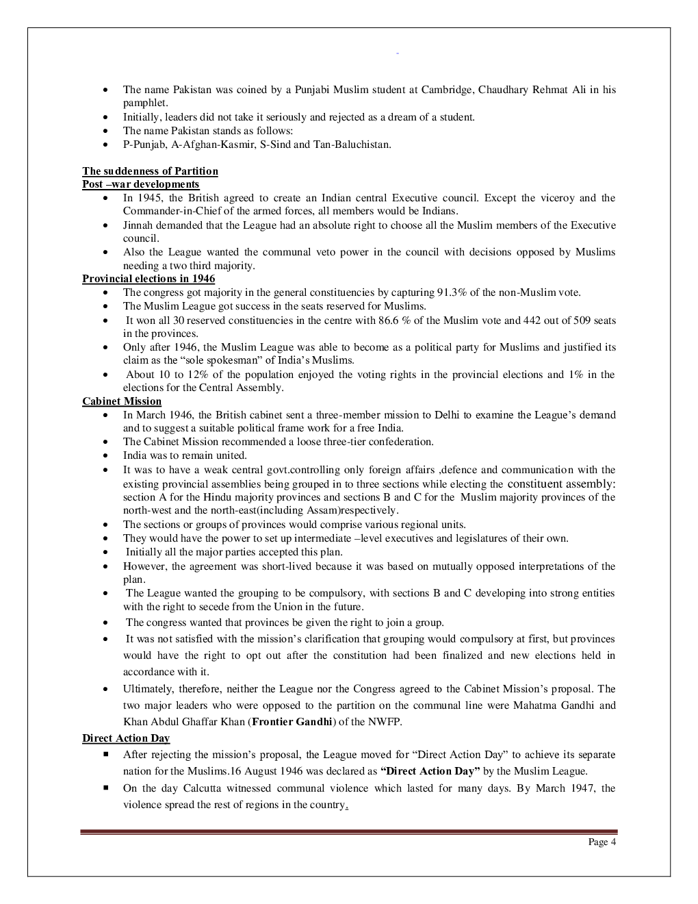 CBSE Class 12 History Revision Notes Understanding Partition Politcs, Memories, Experiences - Page 5