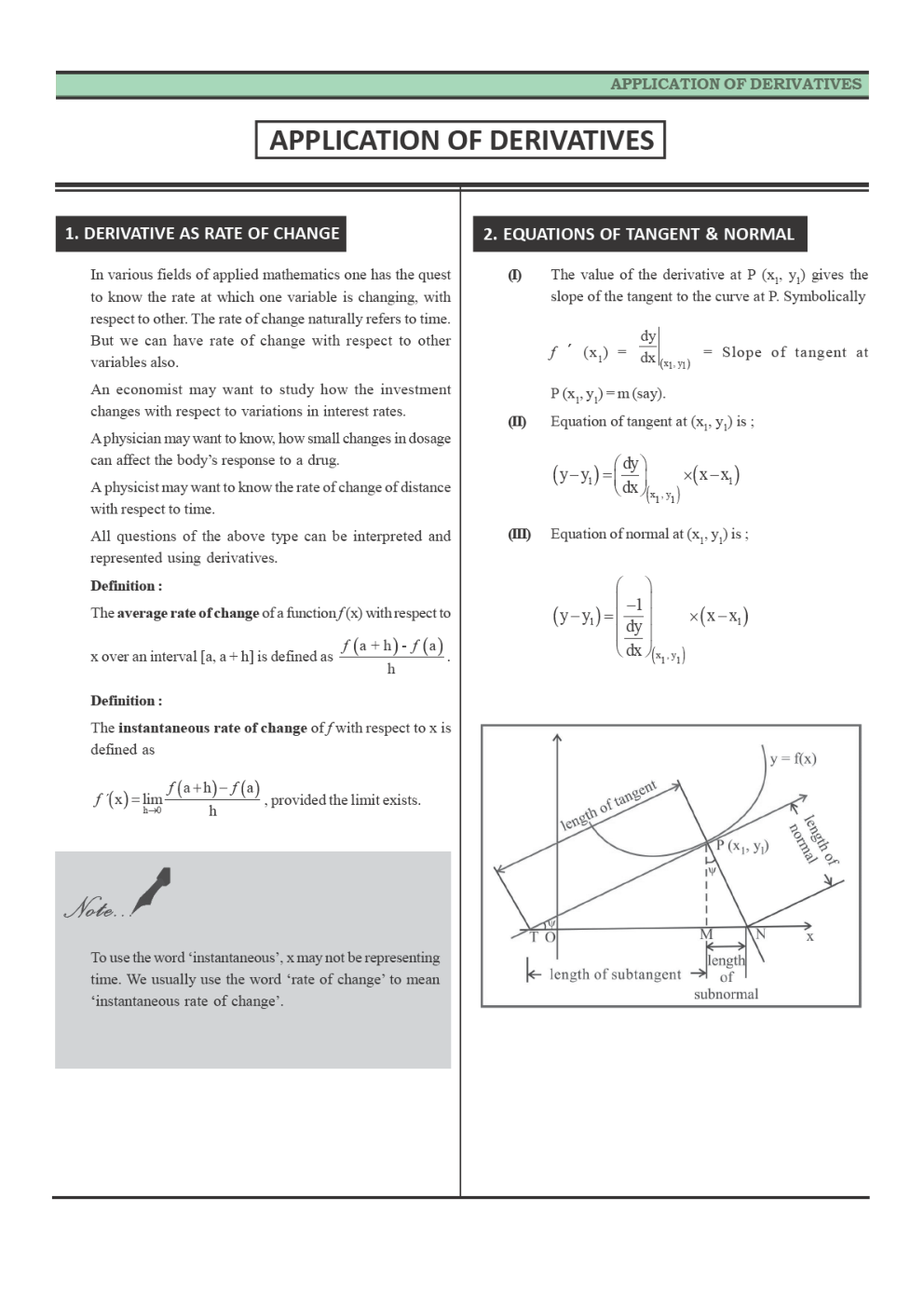 CBSE Class 12 Maths Revision Notes Application Of Derivatives - Page 2