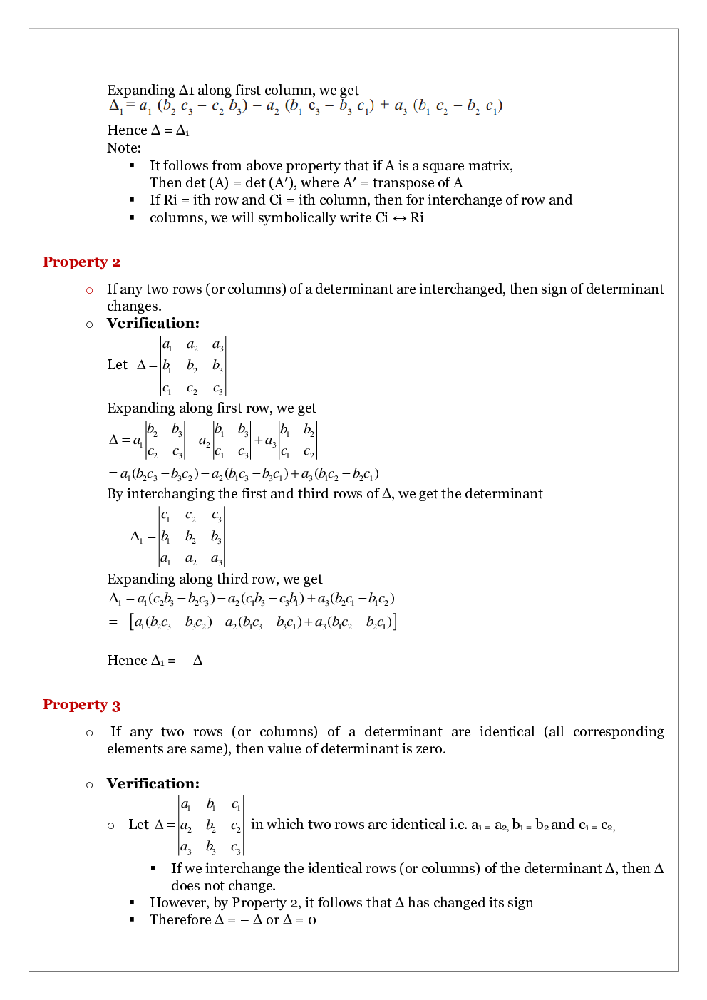CBSE Class 12 Maths Revision Notes Determinants - Page 4
