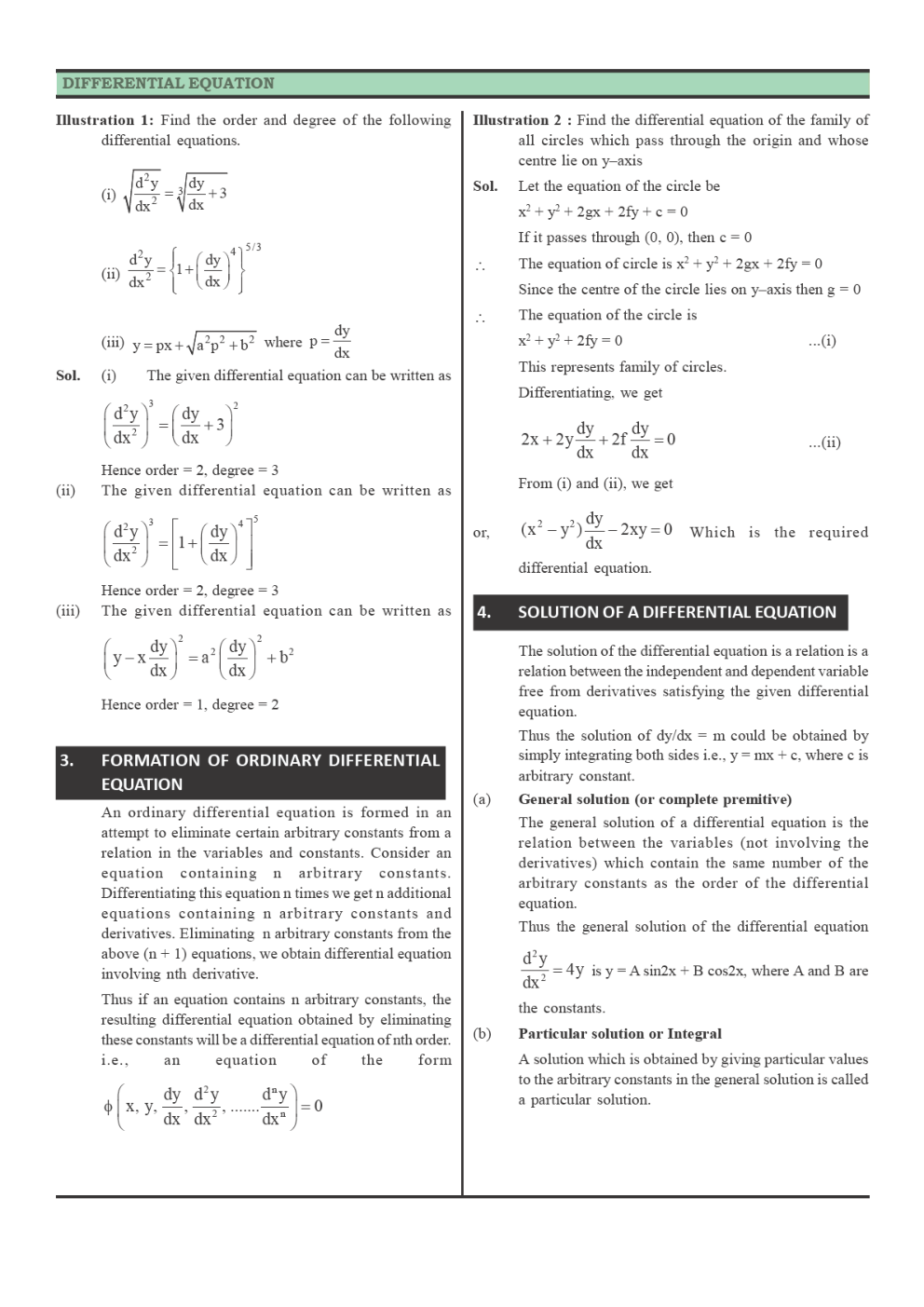 CBSE Class 12 Maths Revision Notes Differential Equations - Page 3