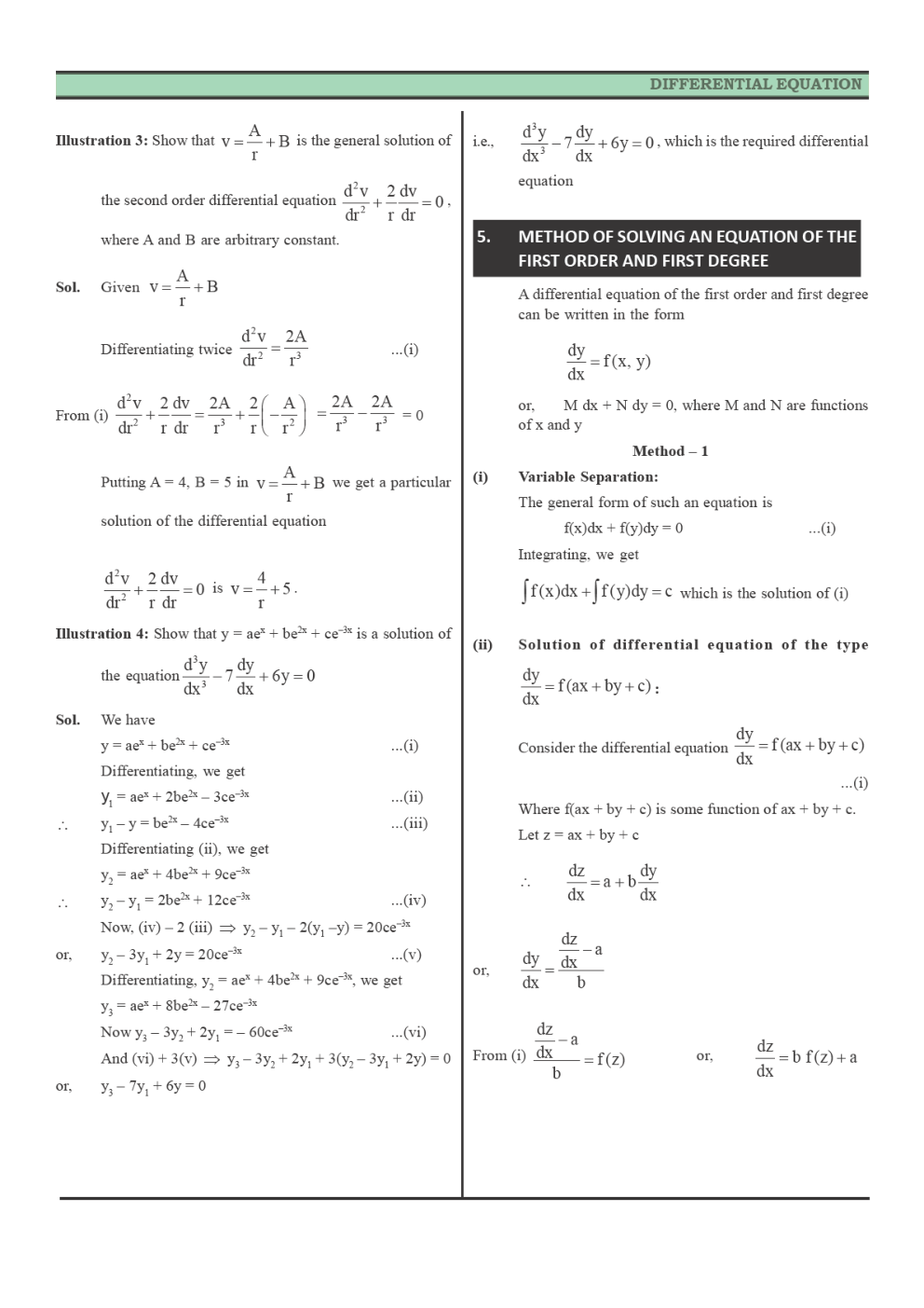 CBSE Class 12 Maths Revision Notes Differential Equations - Page 4