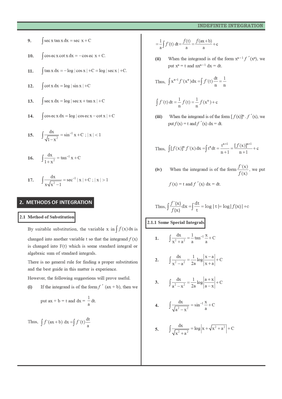 CBSE Class 12 Maths Revision Notes Integrals - Page 3