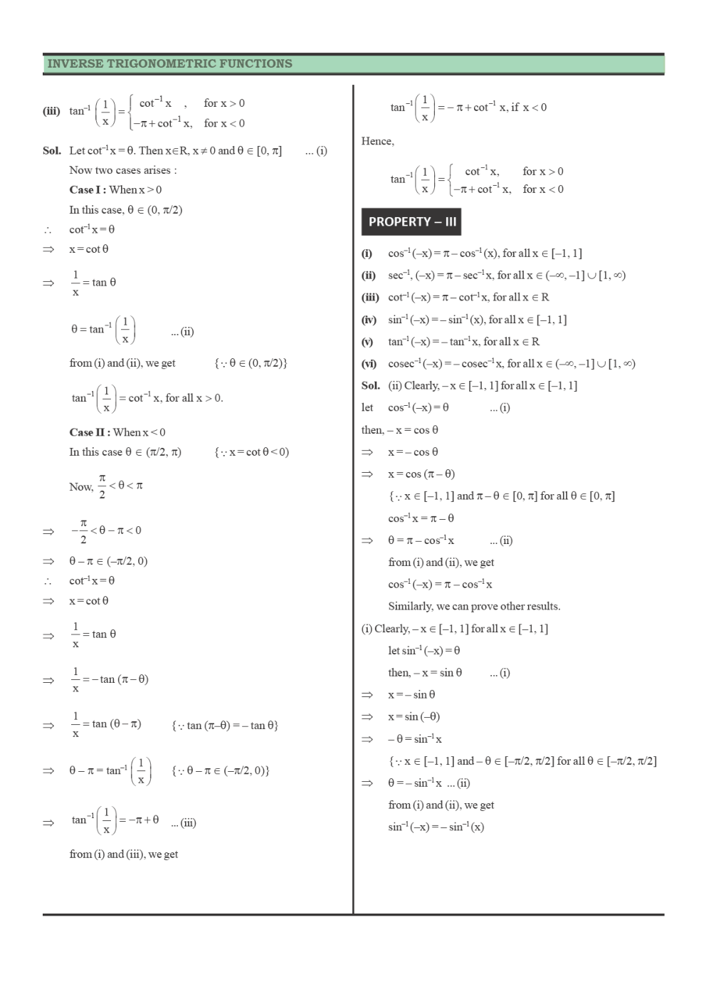 CBSE Class 12 Maths Revision Notes Inverse Trigonometric Functions - Page 4