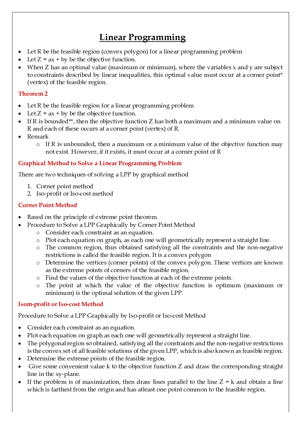 CBSE Class 12 Maths Revision Notes Linear Programming - Page 5