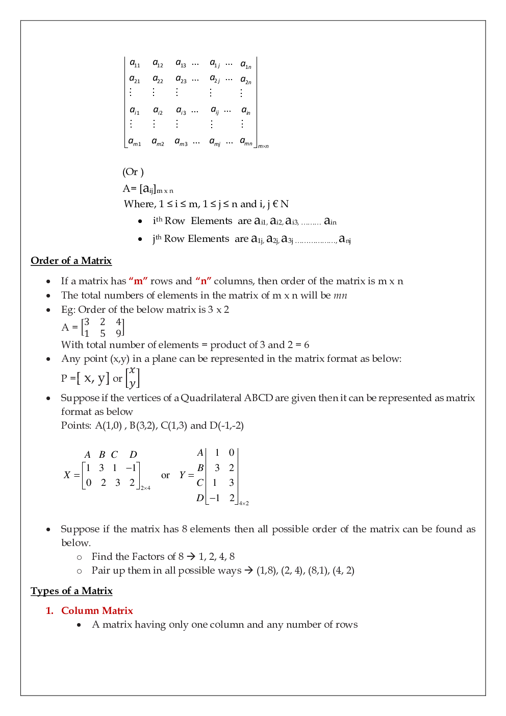 CBSE Class 12 Maths Revision Notes Matrices - Page 3