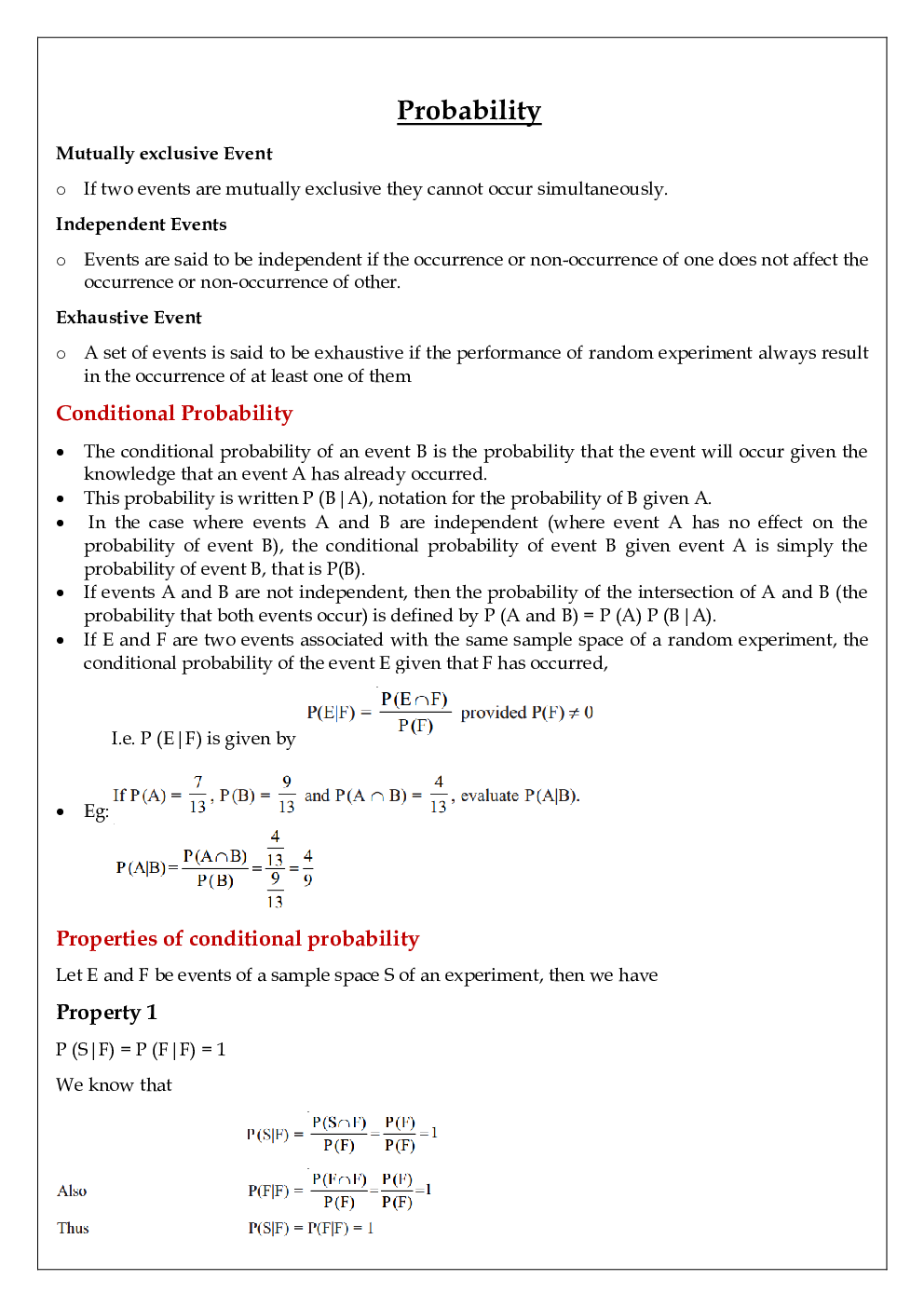 CBSE Class 12 Maths Revision Notes Probability - Page 3