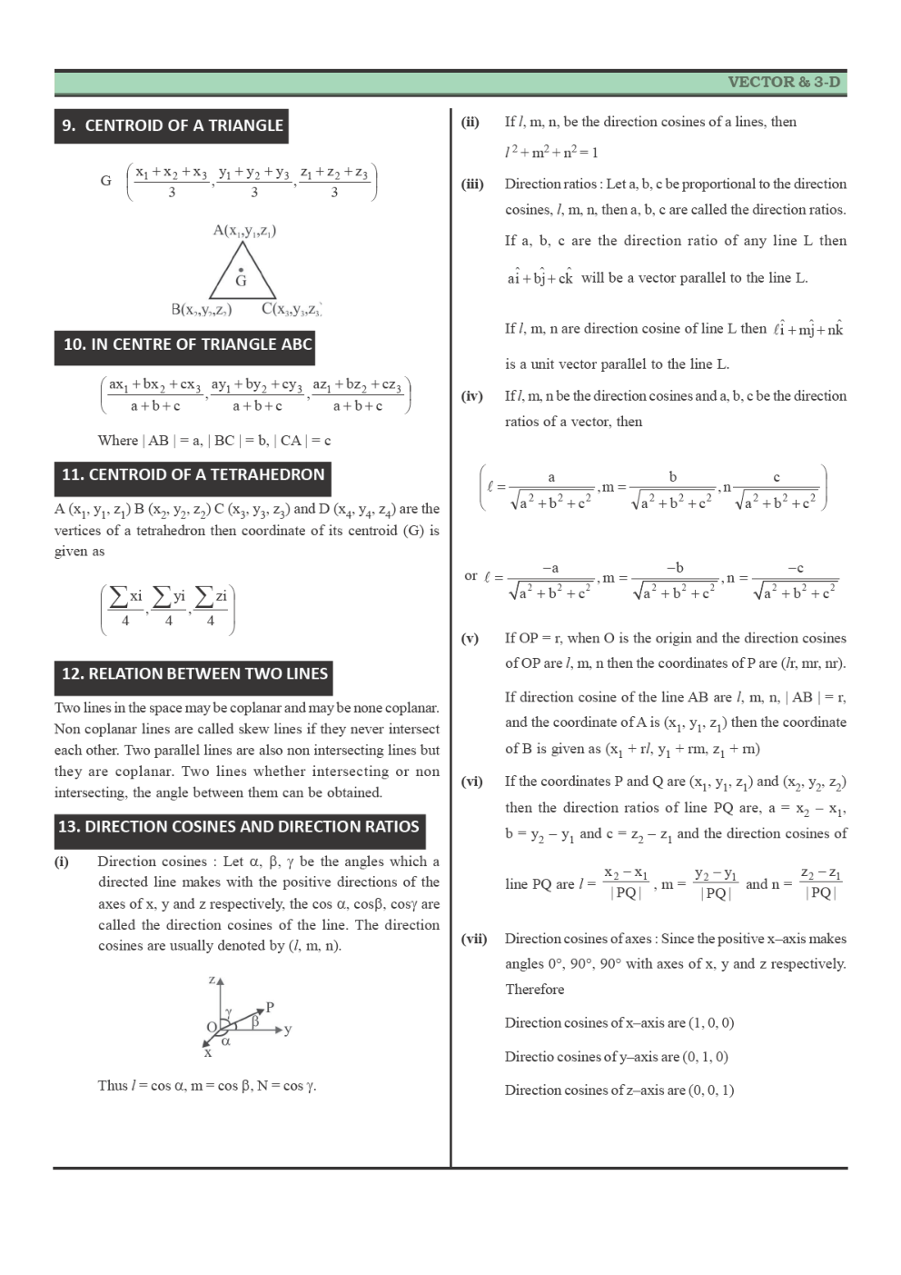 CBSE Class 12 Maths Revision Notes Three Dimensional Geometry - Page 3