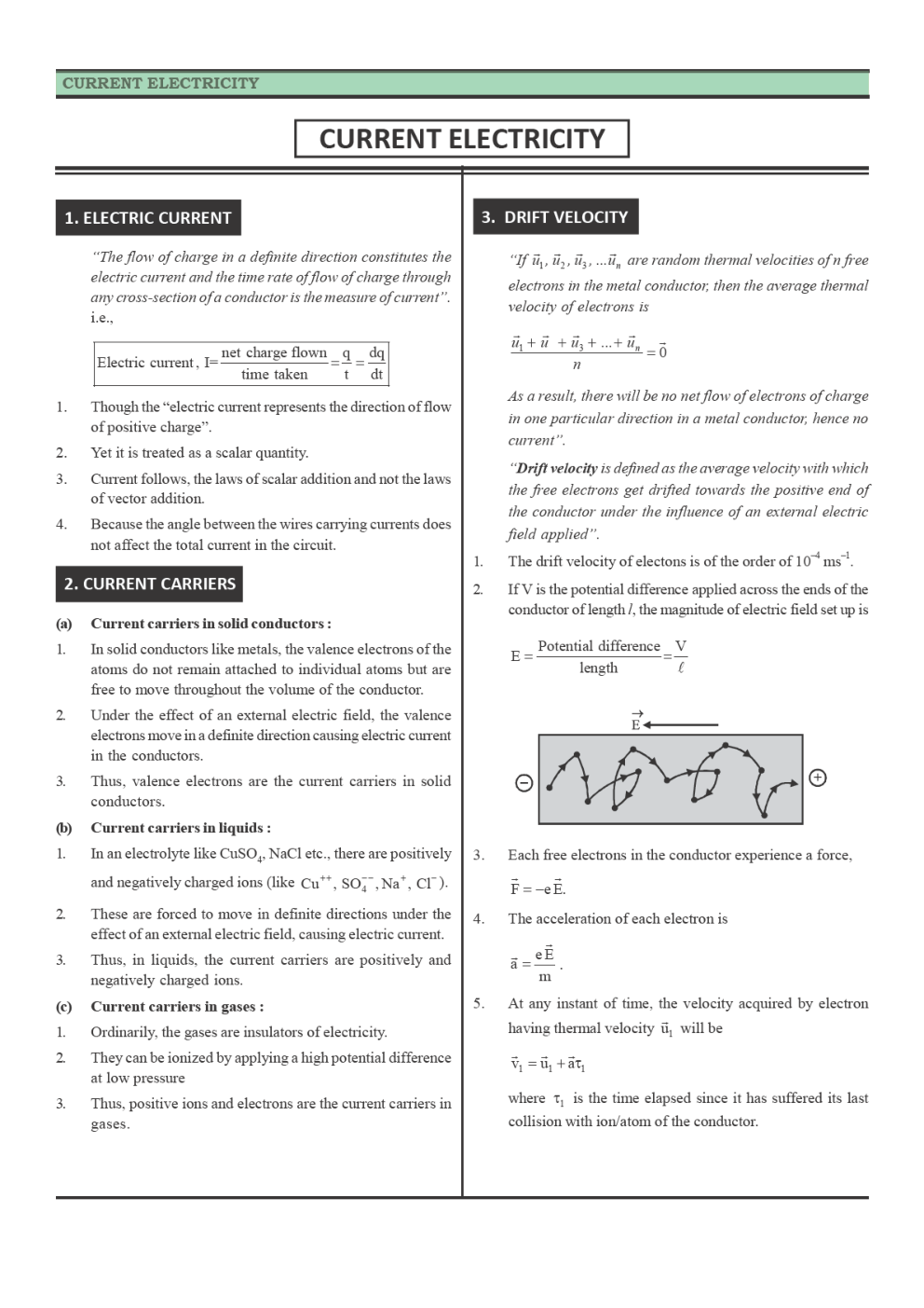 CBSE Class 12 Physics Revision Notes Current Electricity - Page 2