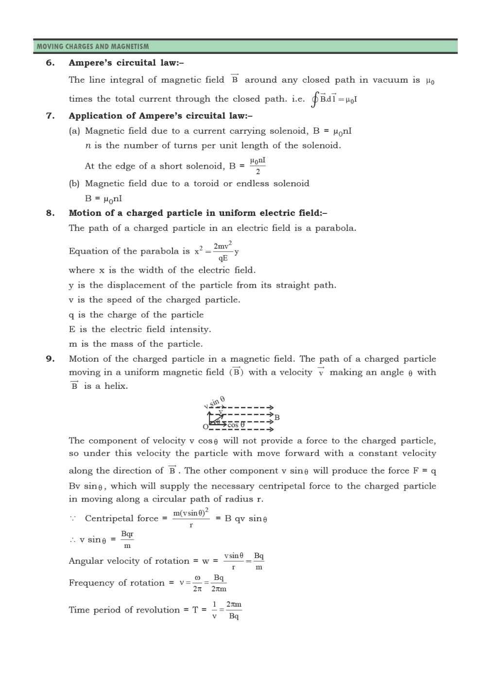 CBSE Class 12 Physics Revision Notes Moving Charges And Magnetism - Page 4