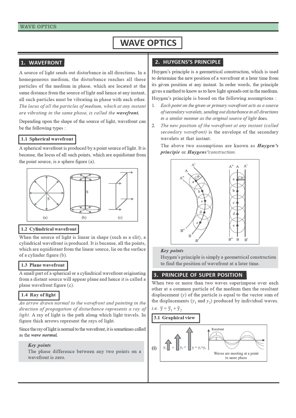 CBSE Class 12 Physics Revision Notes Wave Optics - Page 2