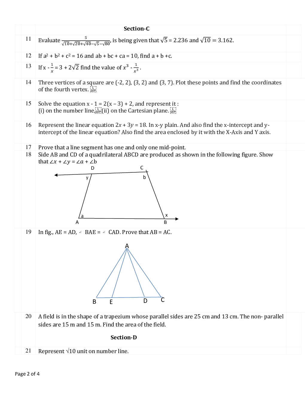 CBSE Mathematics Class IX Previous Year Question Paper 2016 - Page 3