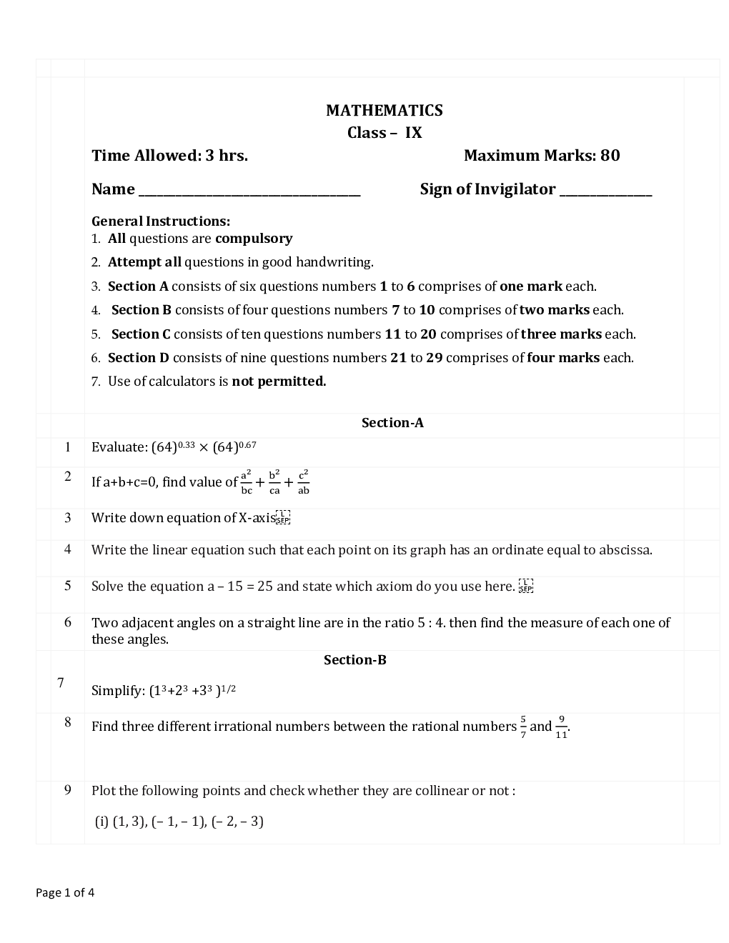 CBSE Mathematics Class IX Previous Year Question Paper 2017 - Page 2