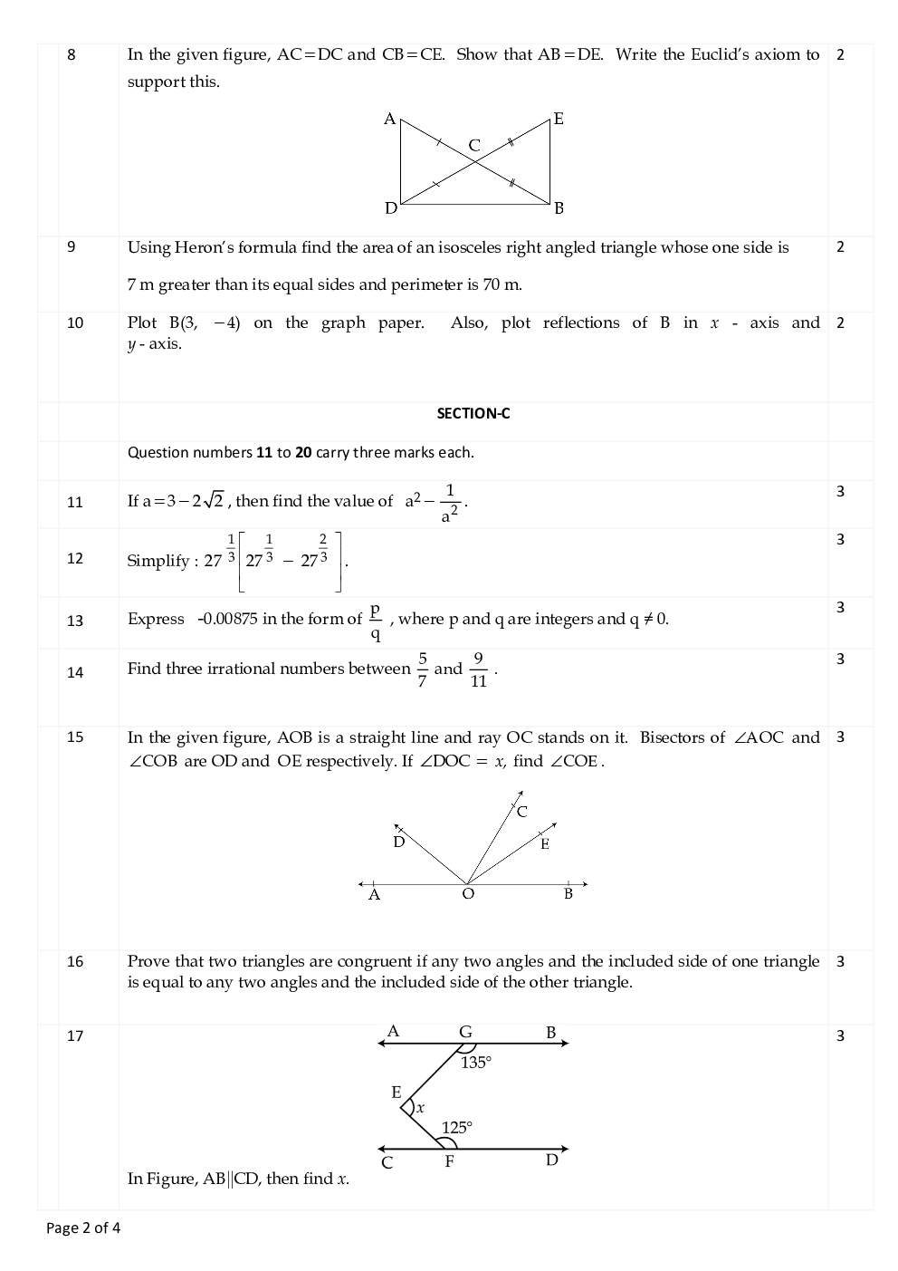CBSE Mathematics Class IX Previous Year Question Paper 2018 - Page 3