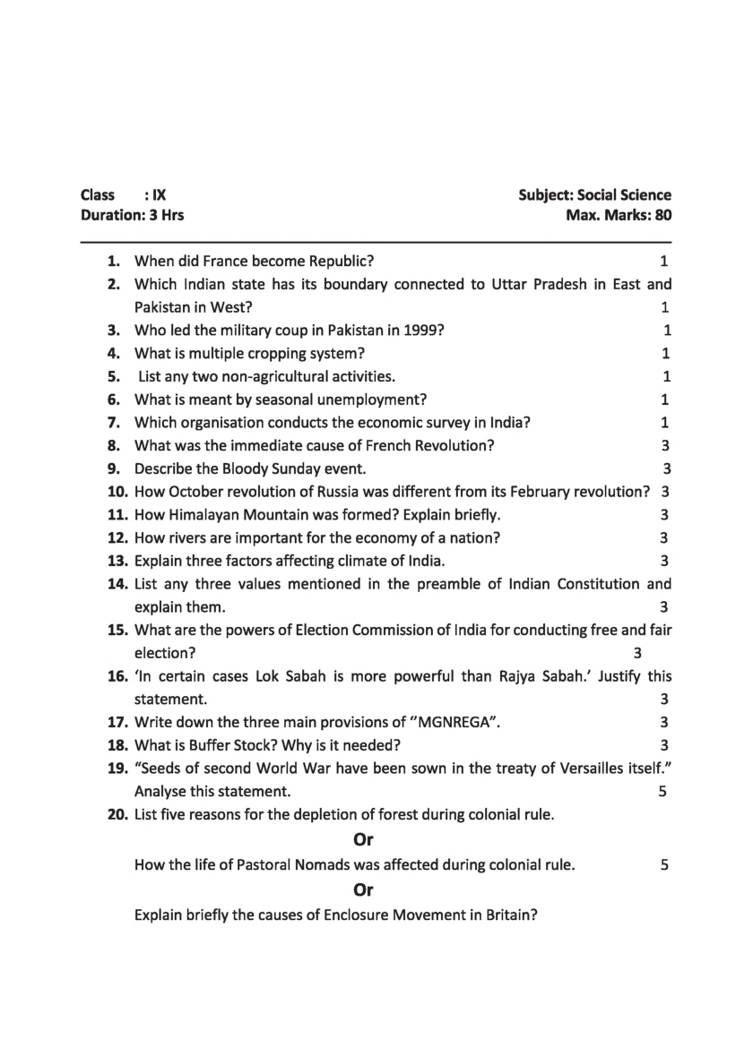 CBSE Social Science Class IX Previous Year Question Paper 2015 - Page 2