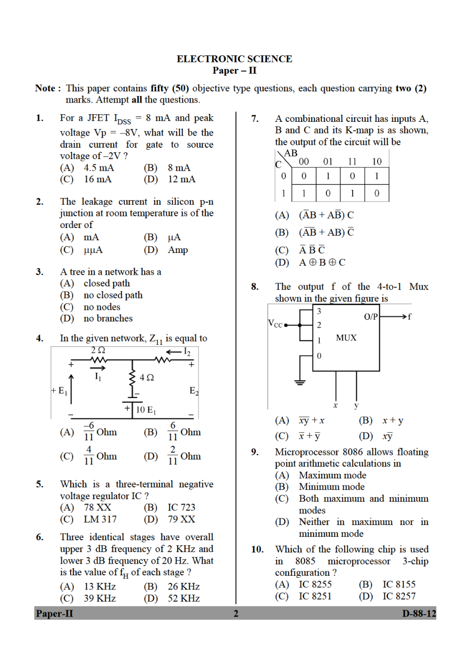 UGC NET Electronic Science Previous Year Question Paper With Solution 2015 - Page 2