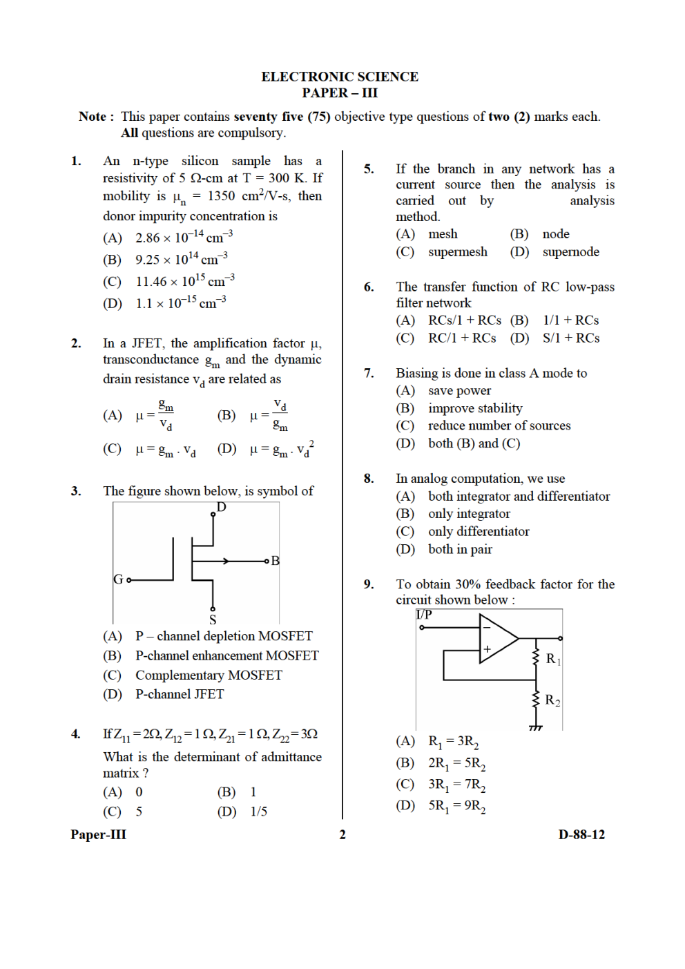 UGC NET Electronic Science Previous Year Question Paper With Solution 2016 - Page 2
