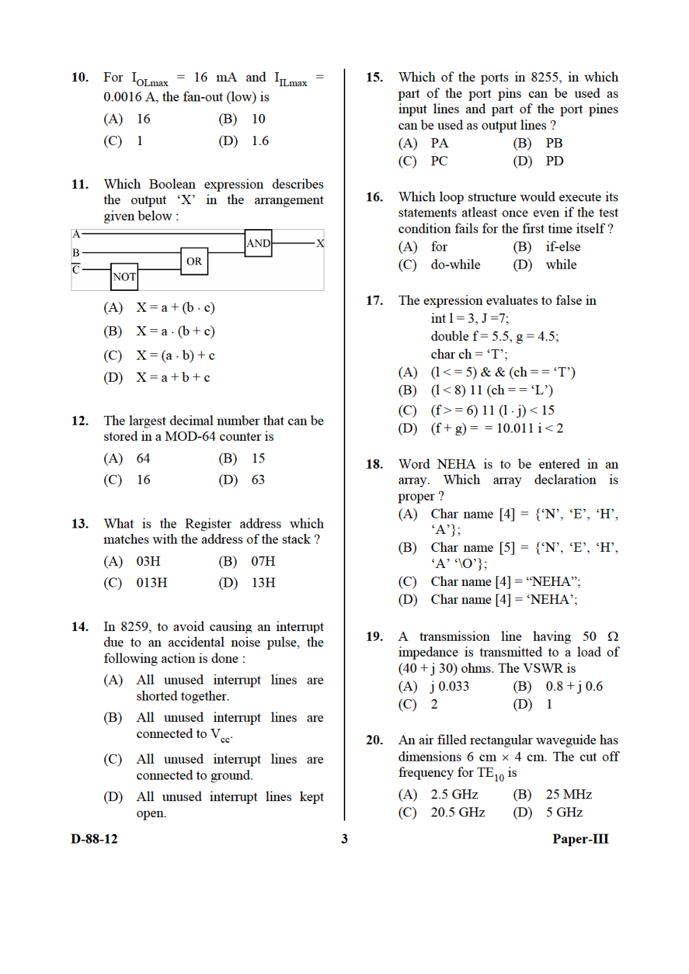 UGC NET Electronic Science Previous Year Question Paper With Solution 2016 - Page 3