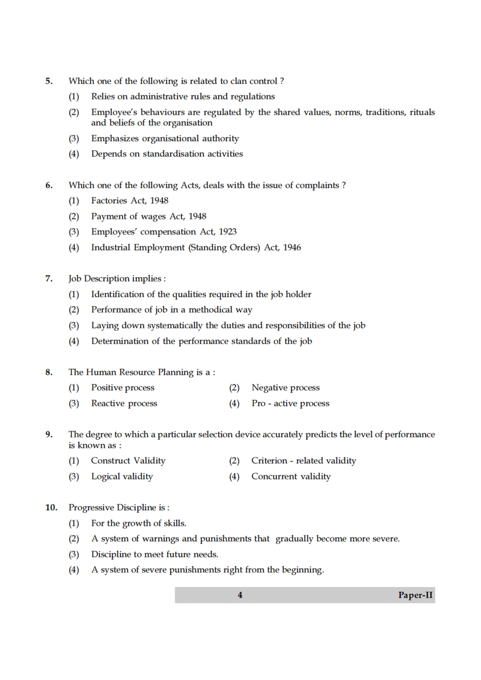 UGC NET Human Resource Management Previous Year Question Paper With Solution 2014 - Page 5