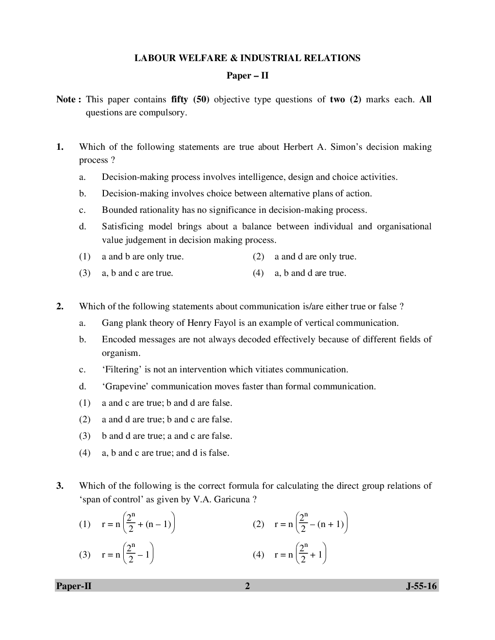UGC NET Human Resource Management Previous Year Question Paper With Solution 2017 - Page 3