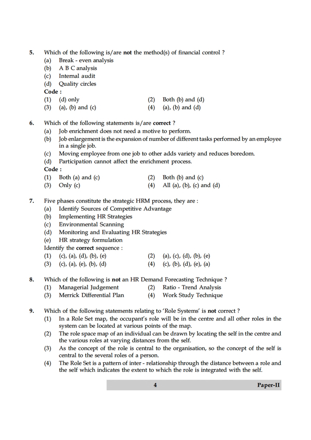 UGC NET Human Resource Management Previous Year Question Paper With Solution 2018 - Page 5