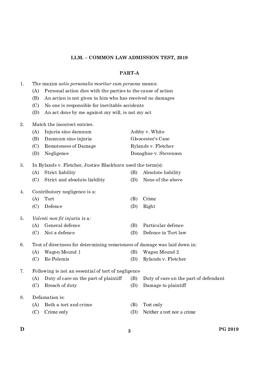 CLAT PG Previous Year Paper With Answer 2019 Paper-4 - Page 2