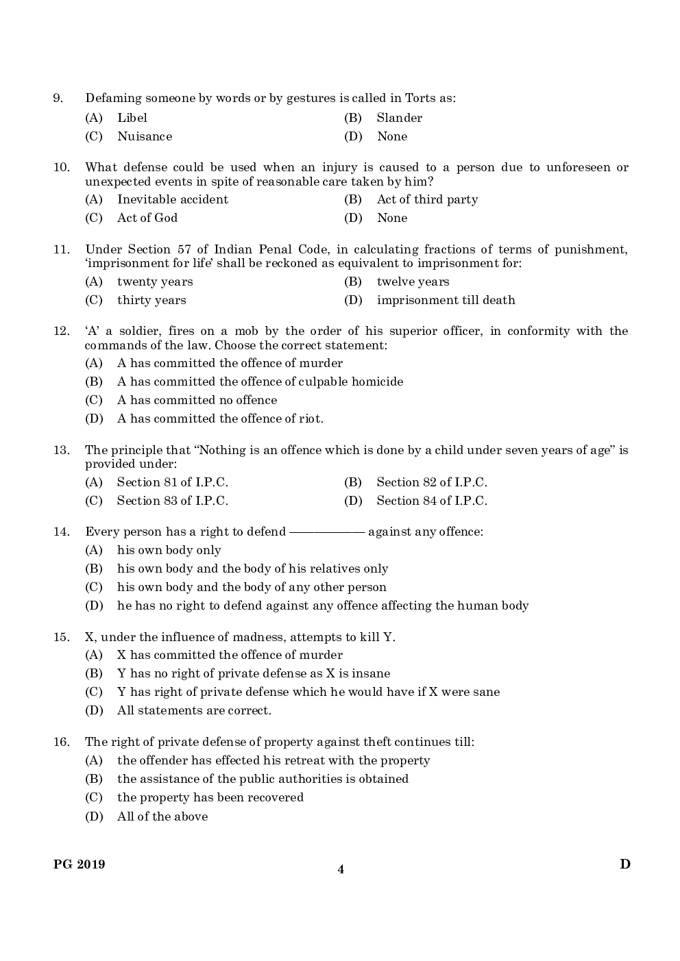 CLAT PG Previous Year Paper With Answer 2019 Paper-4 - Page 3